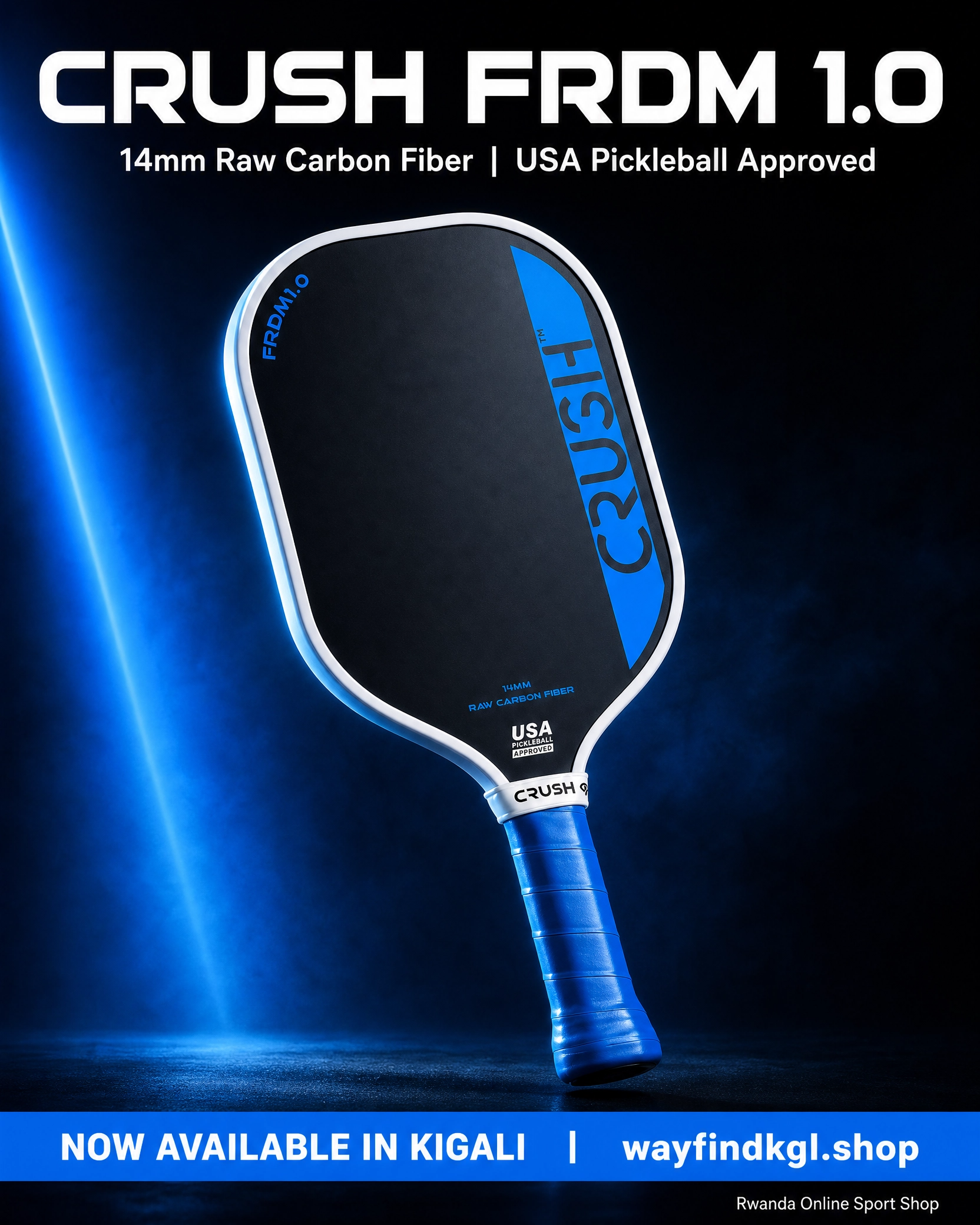 Crush FRDM 1.0 Pickleball Paddle – 14mm Raw Carbon Fiber